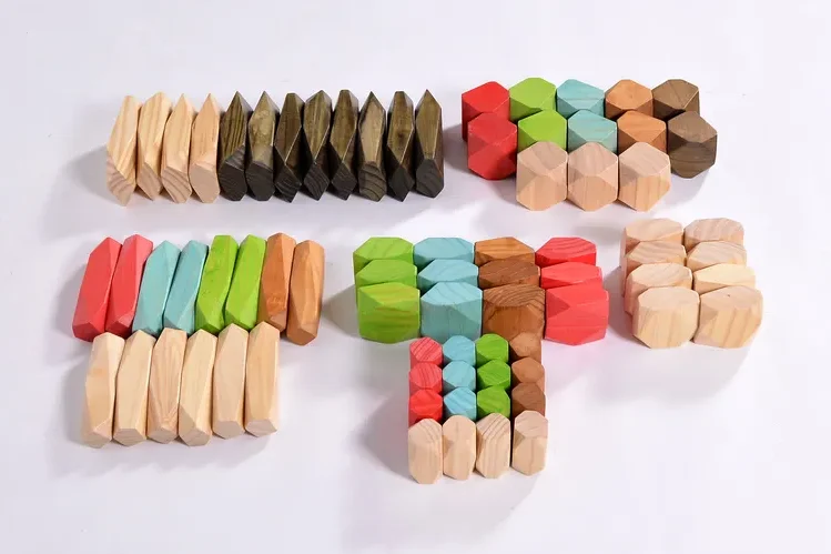 Wooden toys in different colors