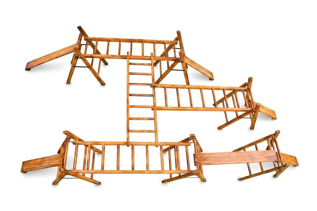 16pcs Anji Play Equipment - Wooden Outdoor Playground Obstacle Set