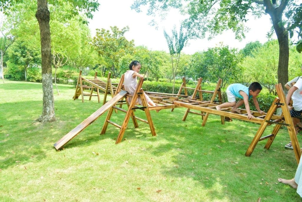 16pcs Anji Play Equipment - Wooden Outdoor Playground Obstacle Set