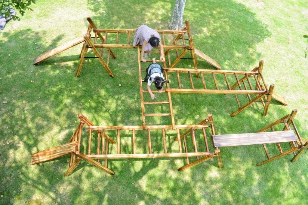 16pcs Anji Play Equipment - Wooden Outdoor Playground Obstacle Set