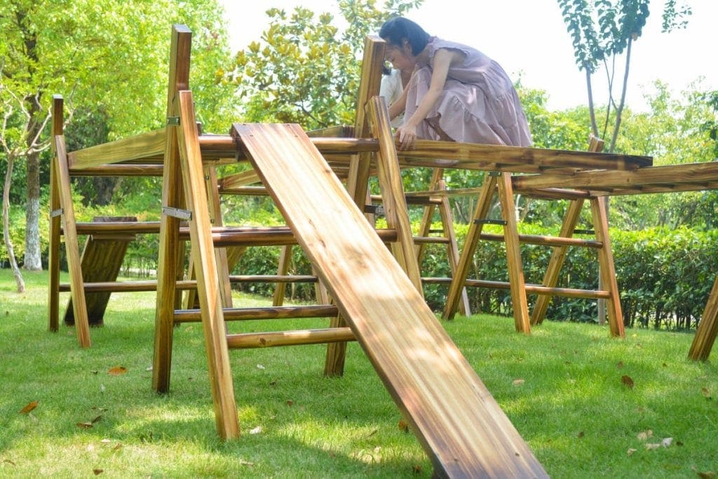 16pcs Anji Play Equipment - Wooden Outdoor Playground Obstacle Set
