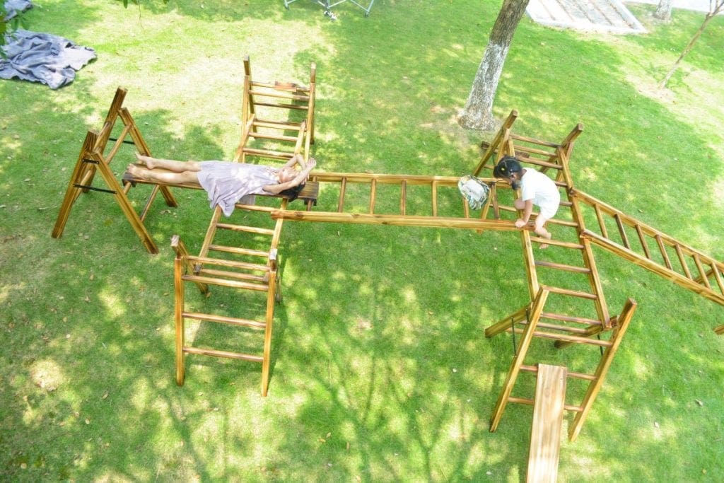 16pcs Anji Play Equipment - Wooden Outdoor Playground Obstacle Set