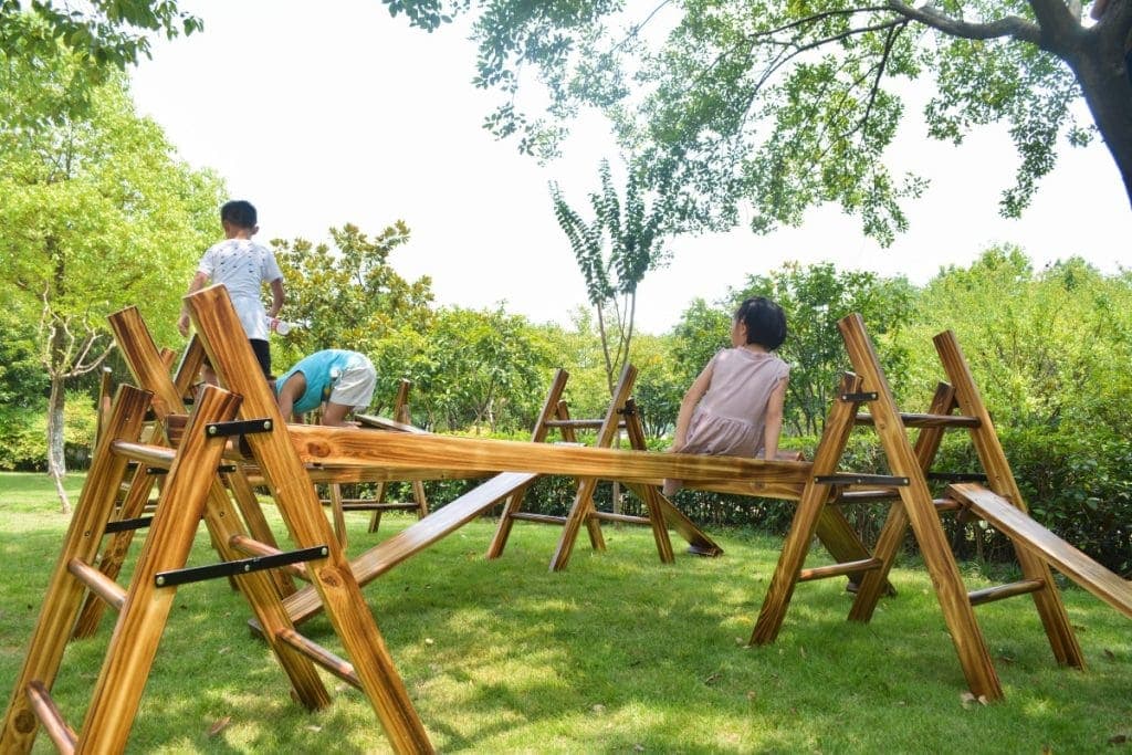 16pcs Anji Play Equipment - Wooden Outdoor Playground Obstacle Set