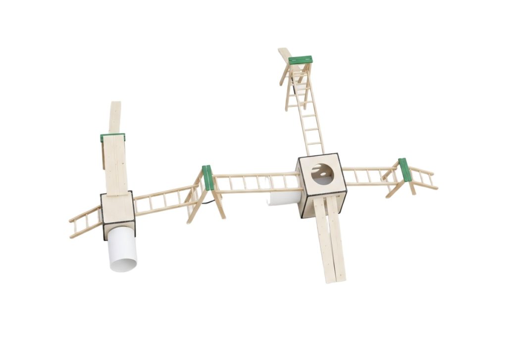Kids Obstacle Course: 24pcs Natural Wooden Play Gym & Climbing Set