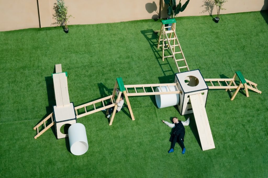 Kids Obstacle Course: 24pcs Natural Wooden Play Gym & Climbing Set