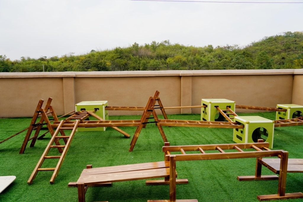 Obstacle Course Equipment: 34pcs Carbonized Outdoor Set & Bin