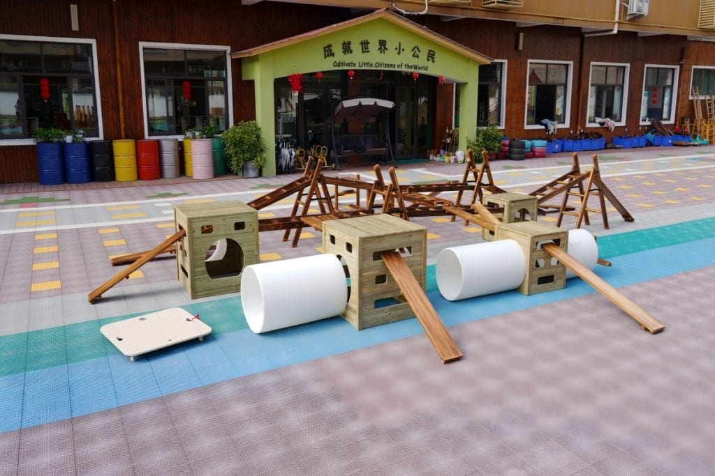 Wooden Outdoor Playground Equipment: 40pcs Durable Obstacle Course Set