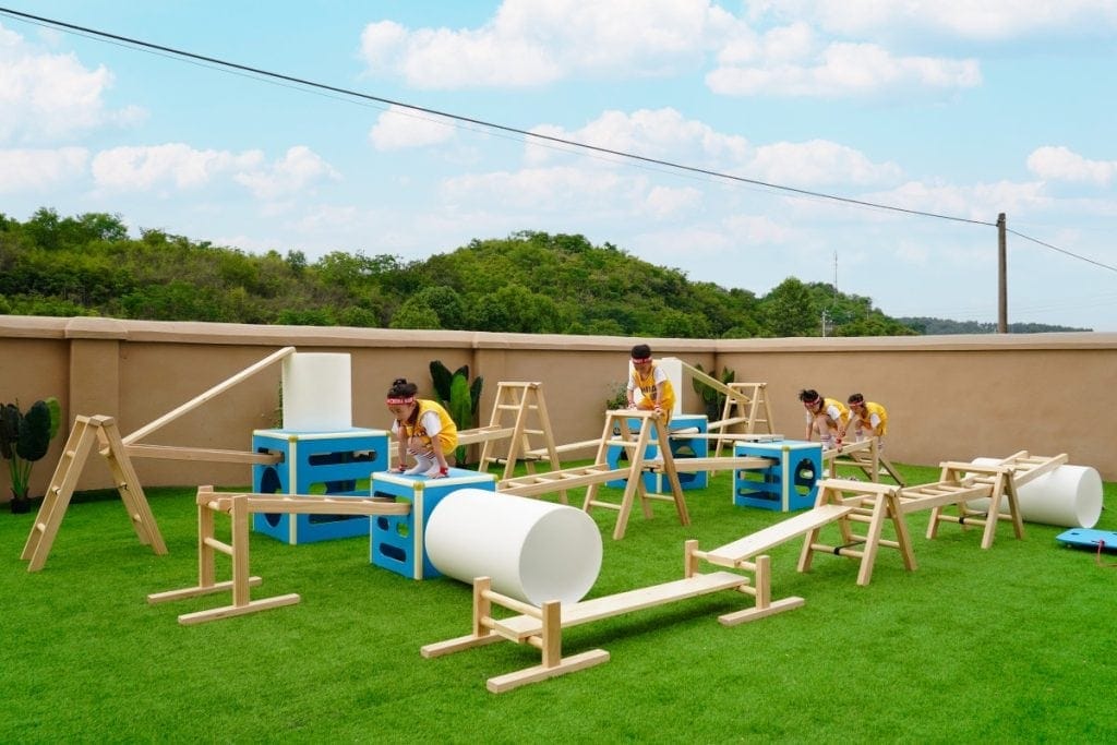Kids Obstacle Course Set: 41pcs Modular PE Equipment & Storage
