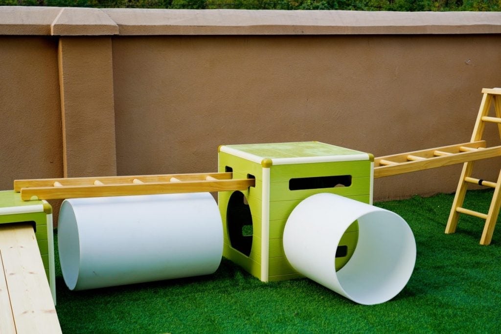 Kids Obstacle Course Set: 41pcs Natural Wood & Storage Bin