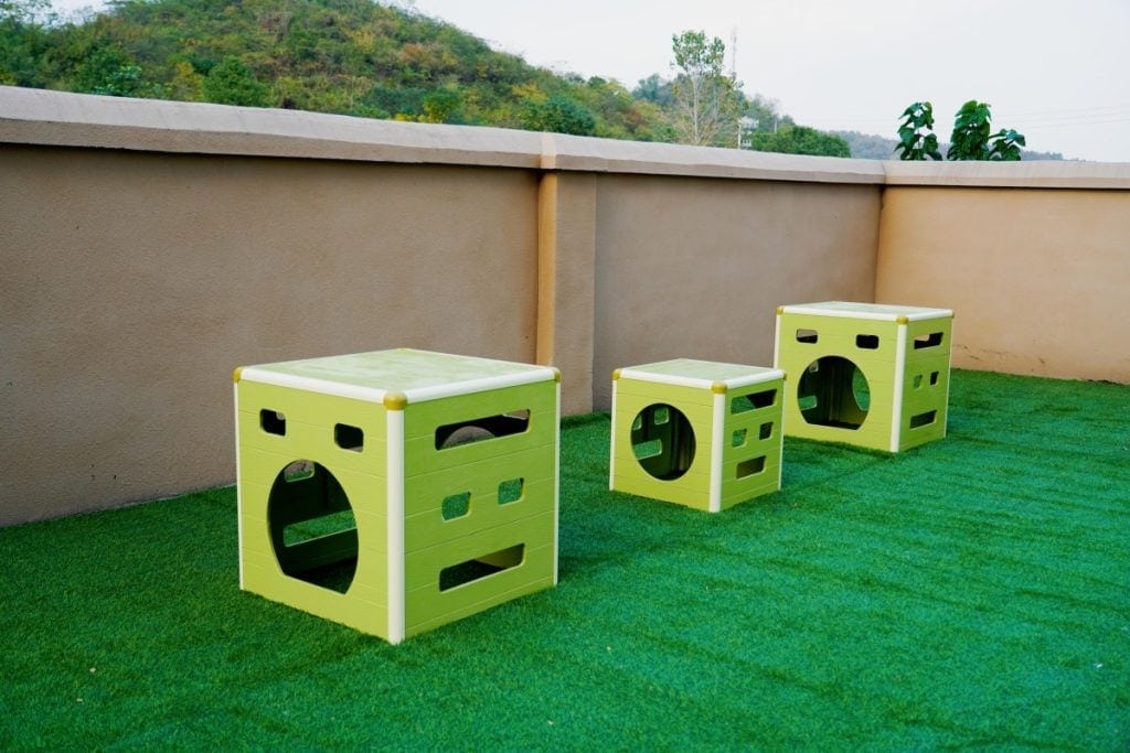 Kids Obstacle Course Set: 41pcs Natural Wood & Storage Bin
