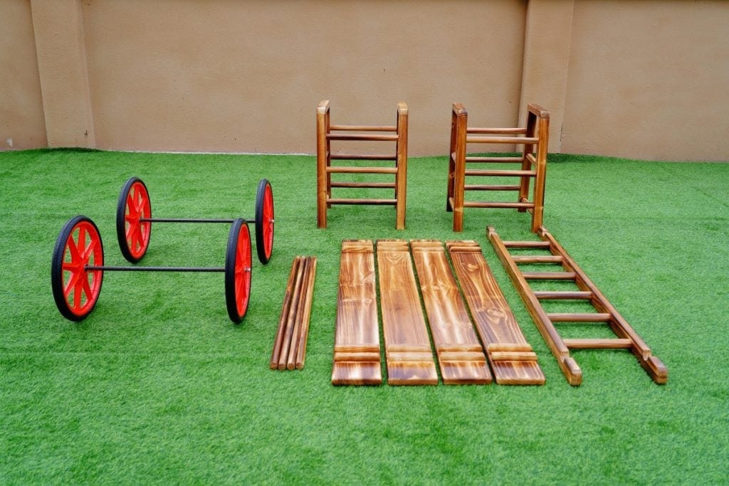 13pcs Outdoor Play Equipment Carbonized Train Combination