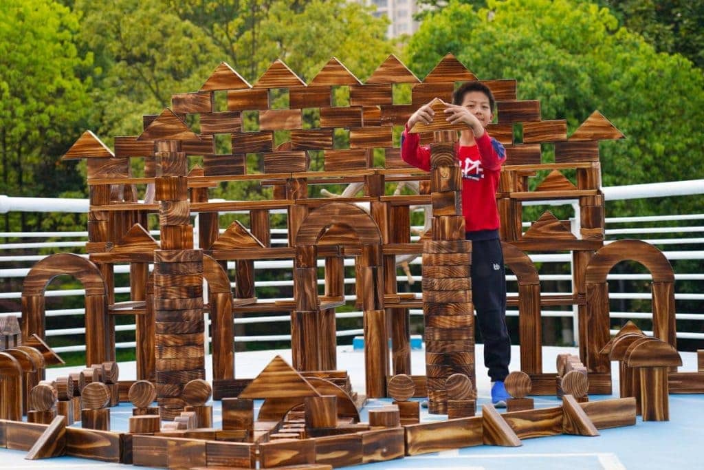 Carbonized Wooden Building Blocks: 656pcs Anji Exploration Set