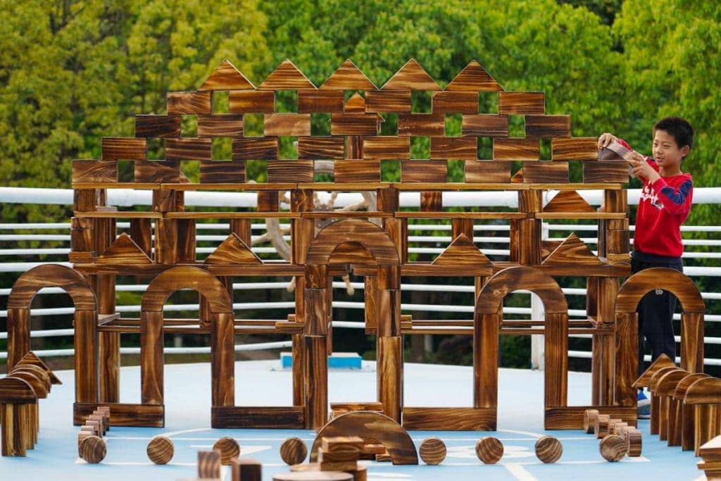 Carbonized Wooden Building Blocks: 656pcs Anji Exploration Set