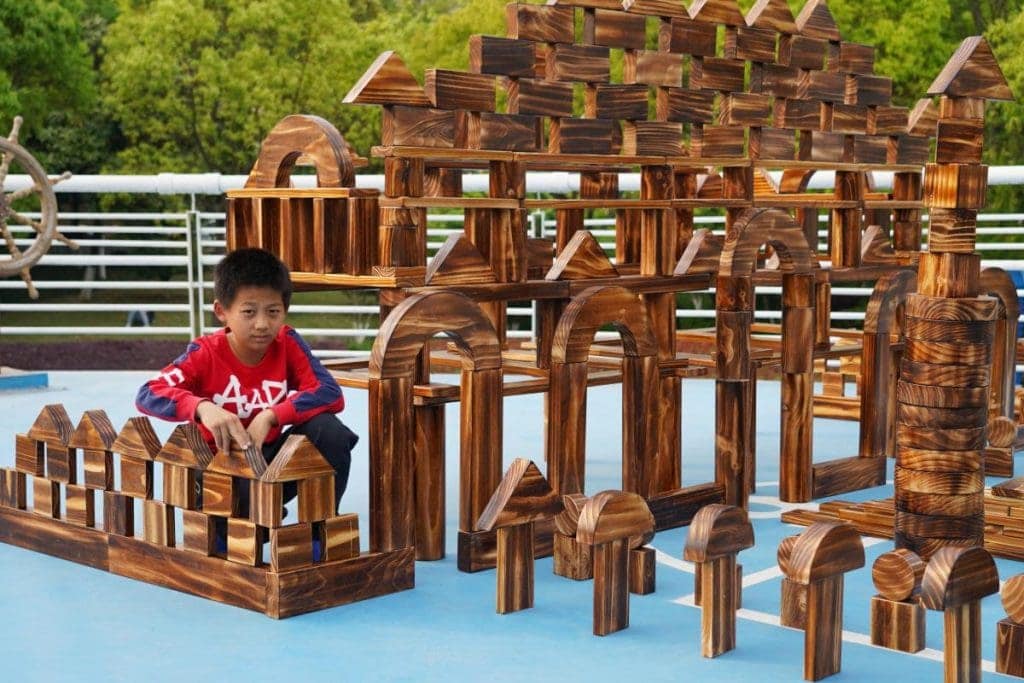 Carbonized Wooden Building Blocks: 656pcs Anji Exploration Set