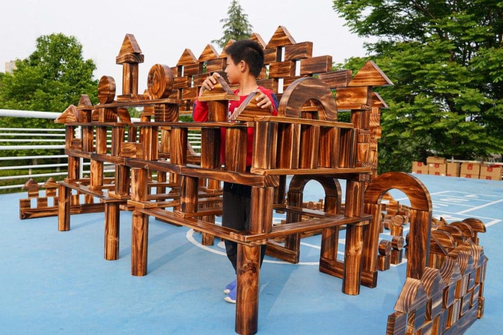 Carbonized Wooden Building Blocks: 656pcs Anji Exploration Set