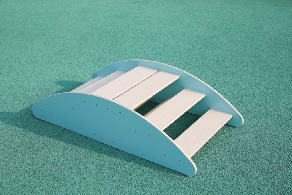 2-in-1 Montessori-style Wooden Rocking Boat and Climbing Step set