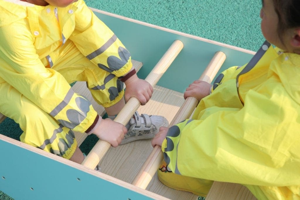 2-in-1 Montessori-style Wooden Rocking Boat and Climbing Step set