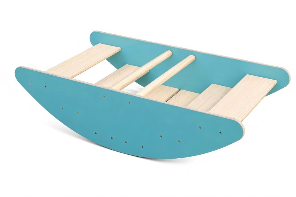 2-in-1 Montessori-style Wooden Rocking Boat and Climbing Step set
