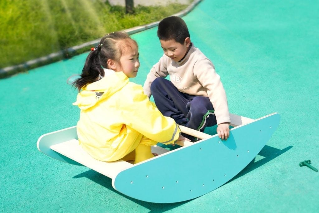 2-in-1 Montessori-style Wooden Rocking Boat and Climbing Step set
