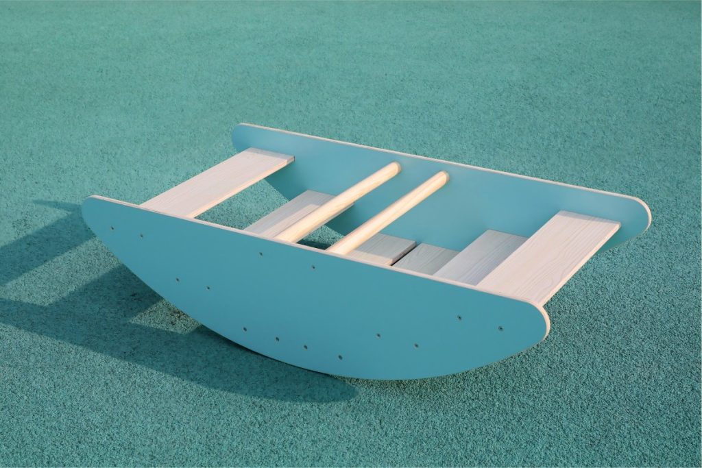 2-in-1 Montessori-style Wooden Rocking Boat and Climbing Step set