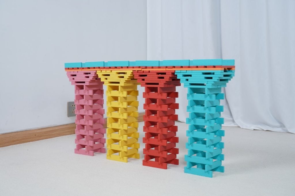1000-Piece Colorful Pinewood Construction Plank Set