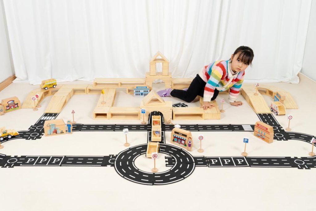 109-Piece Wooden City Road & Building Block Set