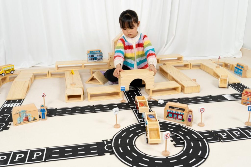 109-Piece Wooden City Road & Building Block Set