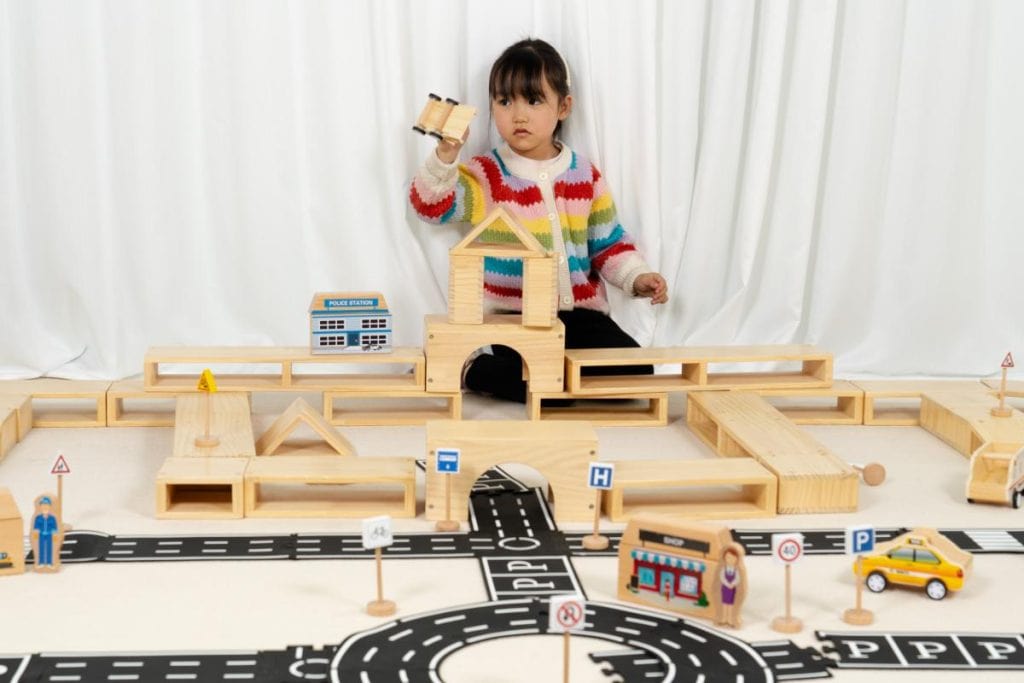 109-Piece Wooden City Road & Building Block Set