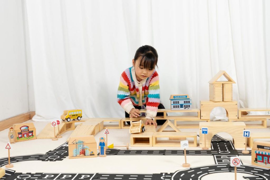 109-Piece Wooden City Road & Building Block Set