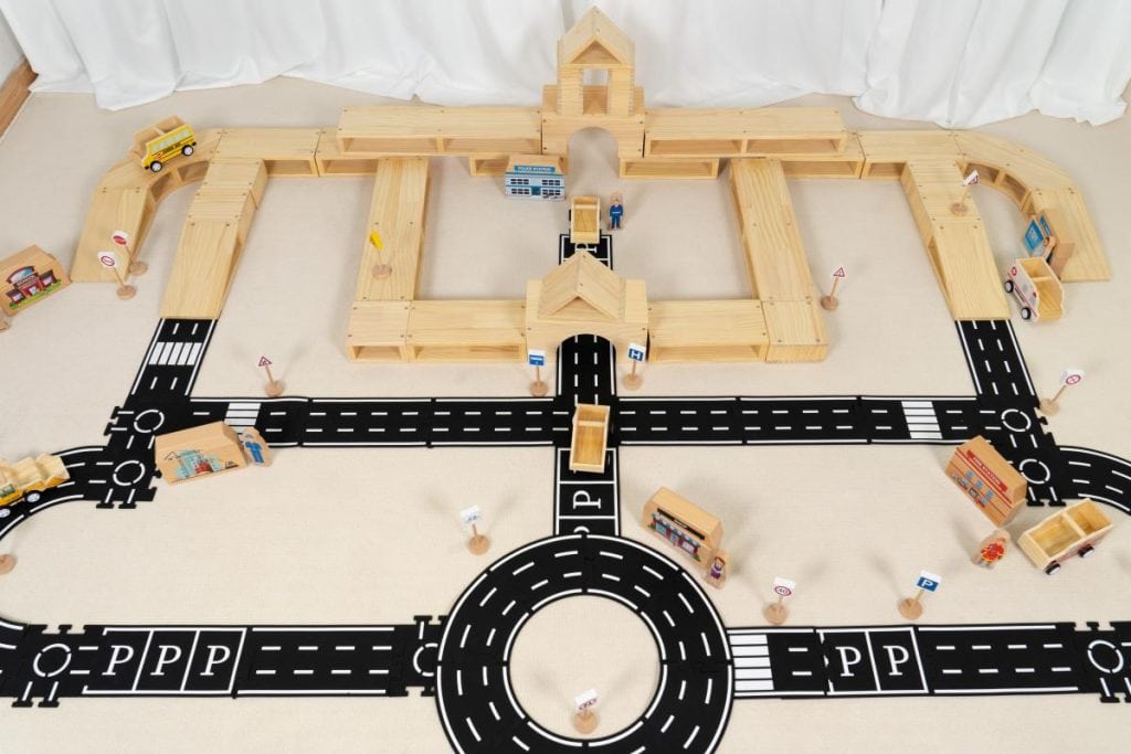 109-Piece Wooden City Road & Building Block Set