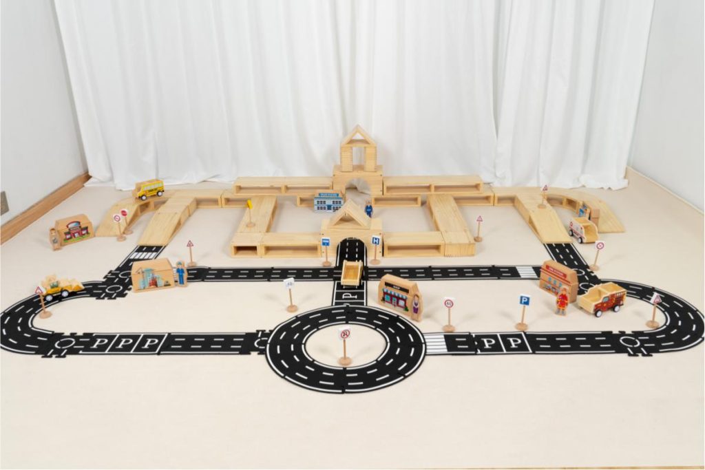 109-Piece Wooden City Road & Building Block Set