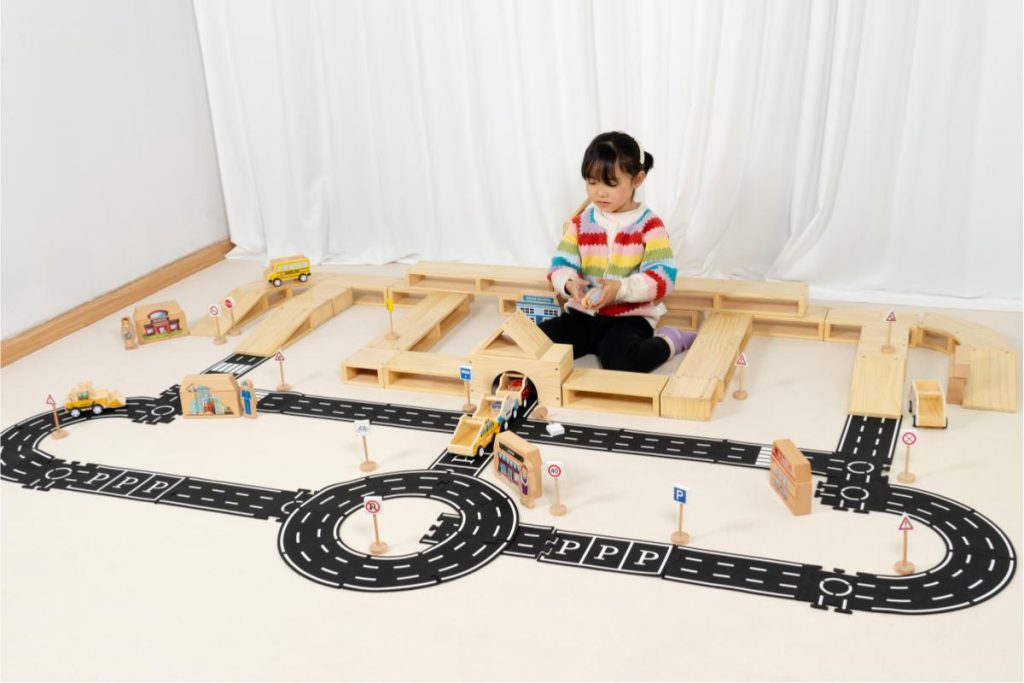 109-Piece Wooden City Road & Building Block Set