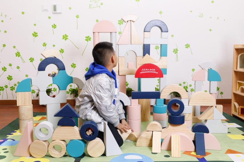 112-Piece Large Colorful Wooden Building Blocks Set