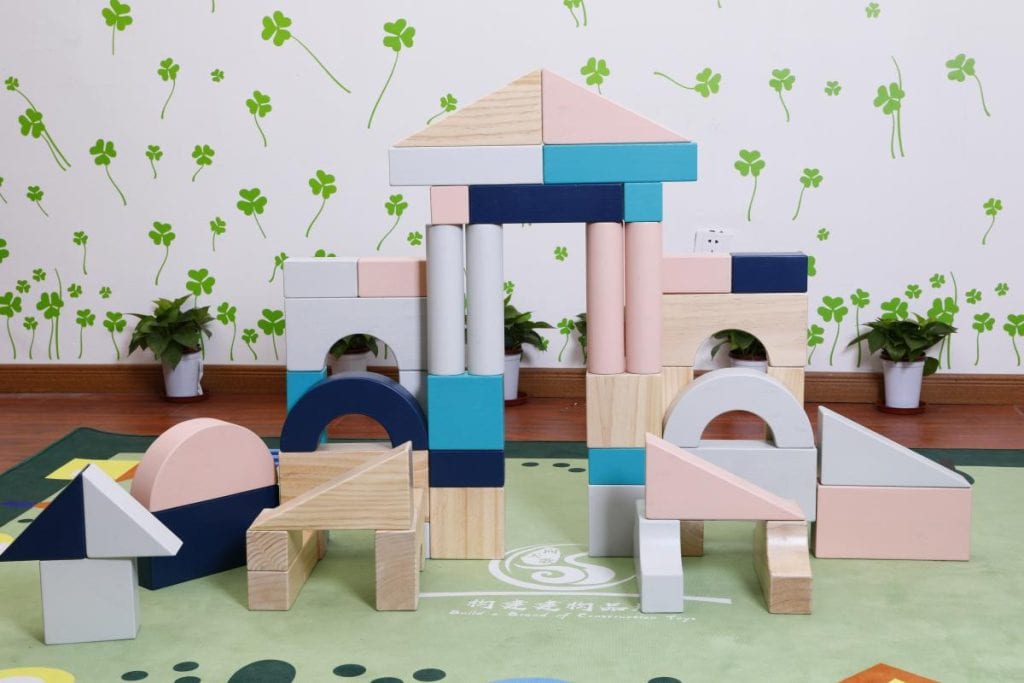 112-Piece Large Colorful Wooden Building Blocks Set