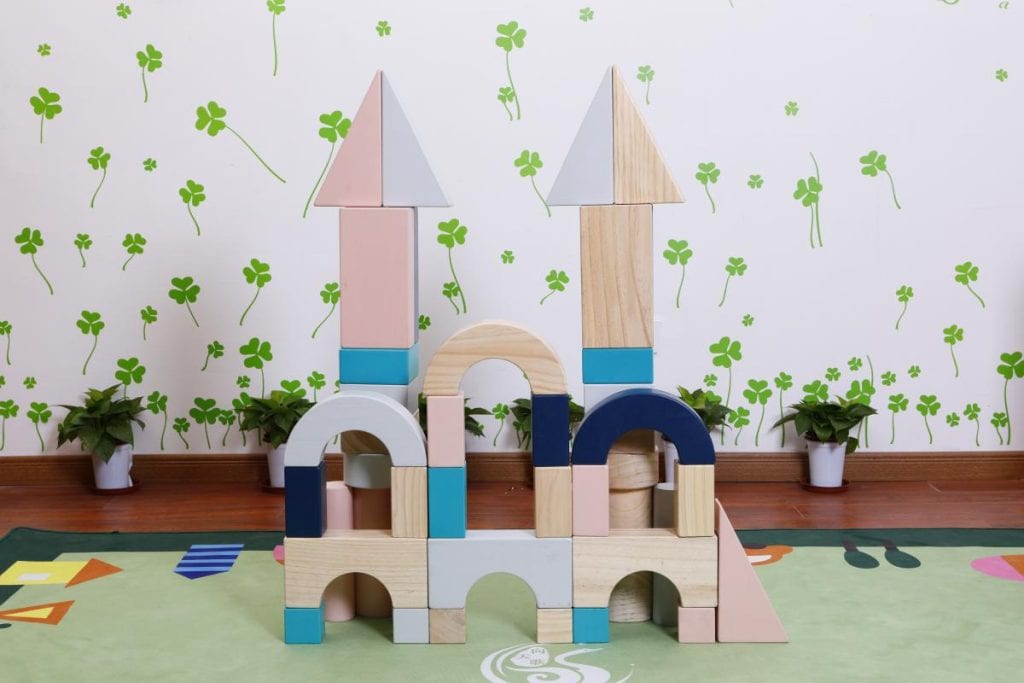 112-Piece Large Colorful Wooden Building Blocks Set