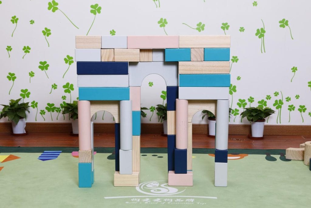 112-Piece Large Colorful Wooden Building Blocks Set