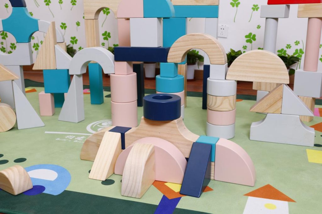 112-Piece Large Colorful Wooden Building Blocks Set