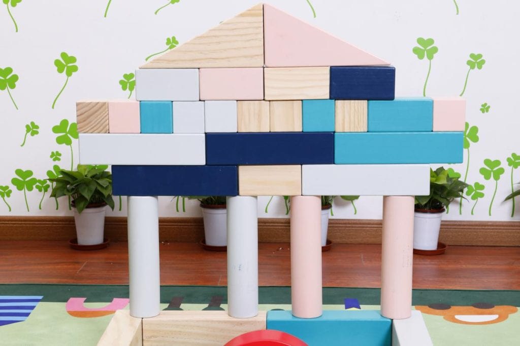 112-Piece Large Colorful Wooden Building Blocks Set