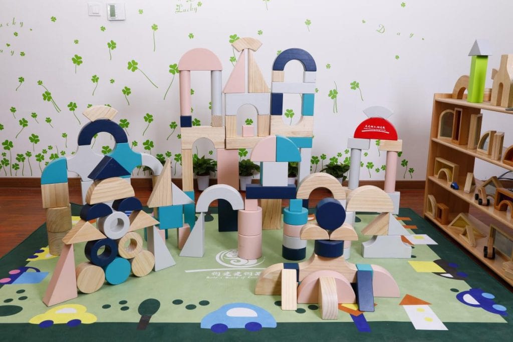 112-Piece Large Colorful Wooden Building Blocks Set