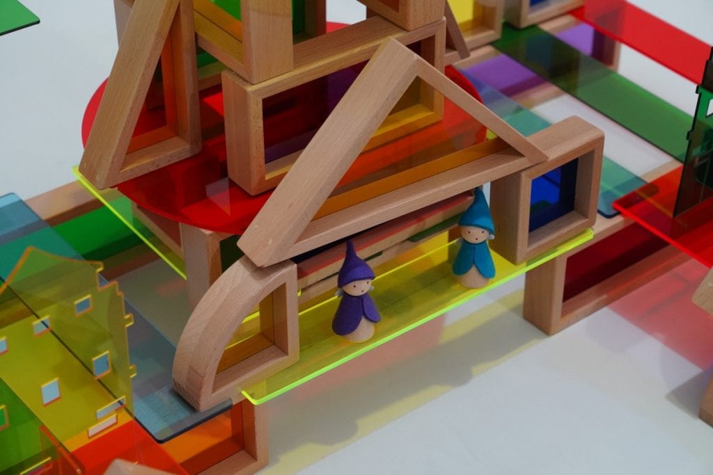 131-Piece Beechwood Acrylic Light & Color City Building Set
