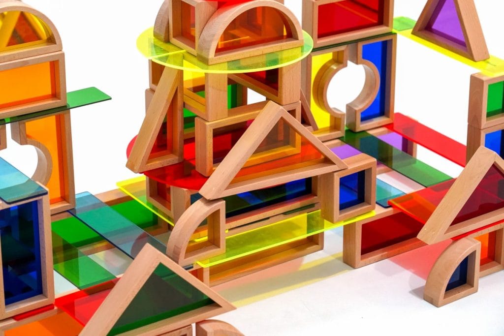 131-Piece Beechwood Acrylic Light & Color City Building Set