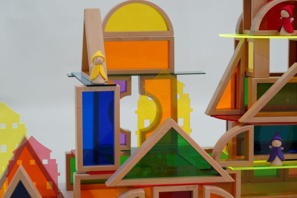 131-Piece Beechwood Acrylic Light & Color City Building Set
