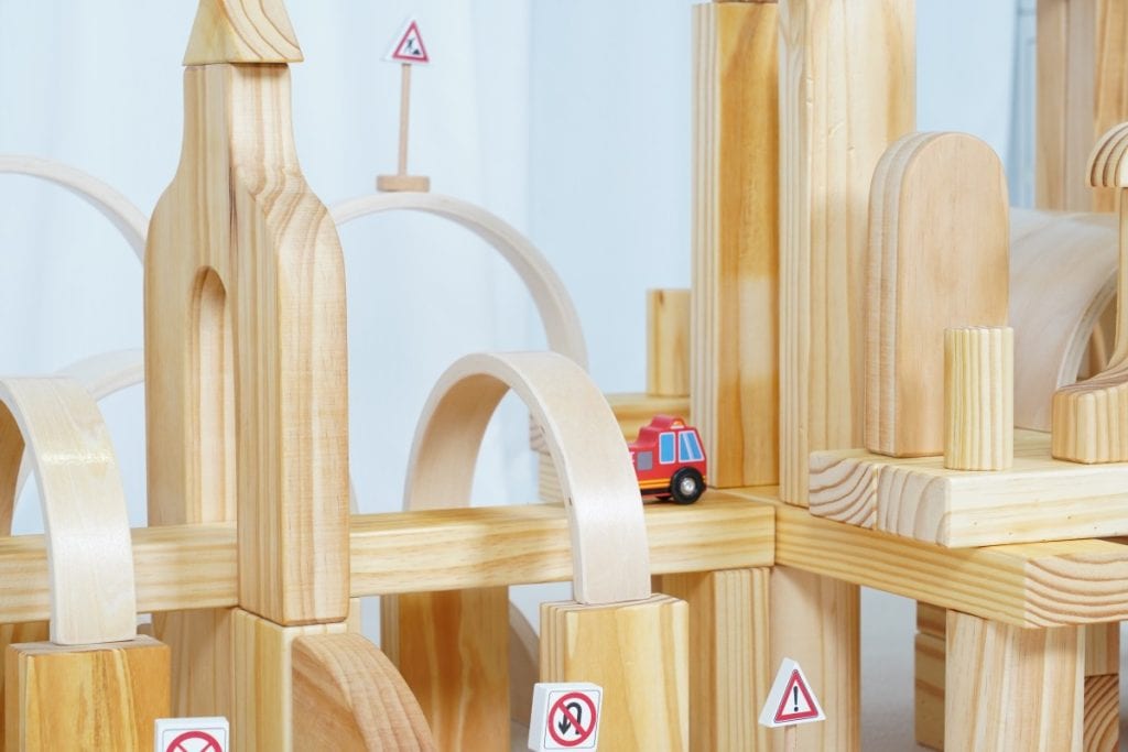 136-Piece Traffic Town Wooden Building Block Set