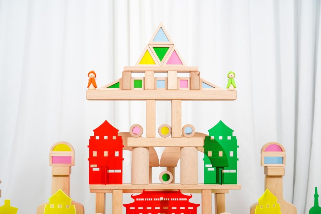 152-Piece Colorful Cityscape Wooden & Acrylic Building Set