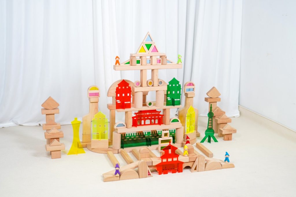 152-Piece Colorful Cityscape Wooden & Acrylic Building Set