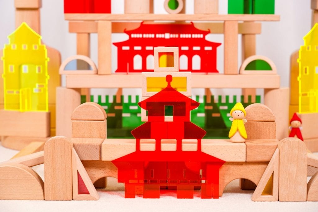 152-Piece Colorful Cityscape Wooden & Acrylic Building Set