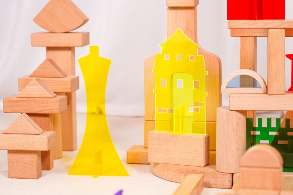 152-Piece Colorful Cityscape Wooden & Acrylic Building Set