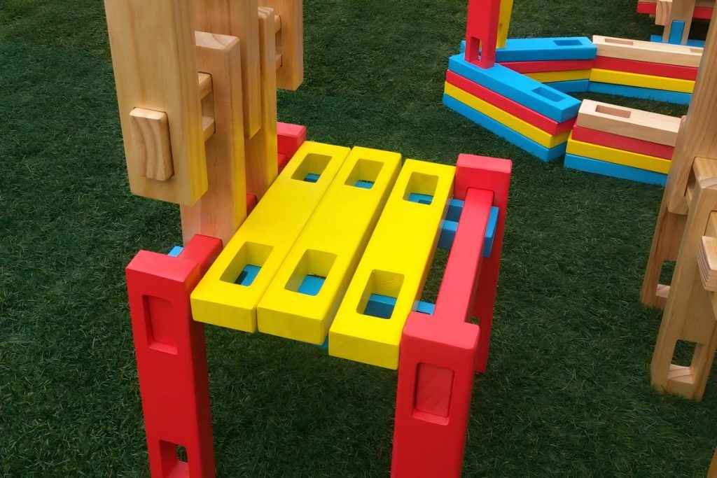180-Piece Colorful Interlocking Wooden Construction Blocks