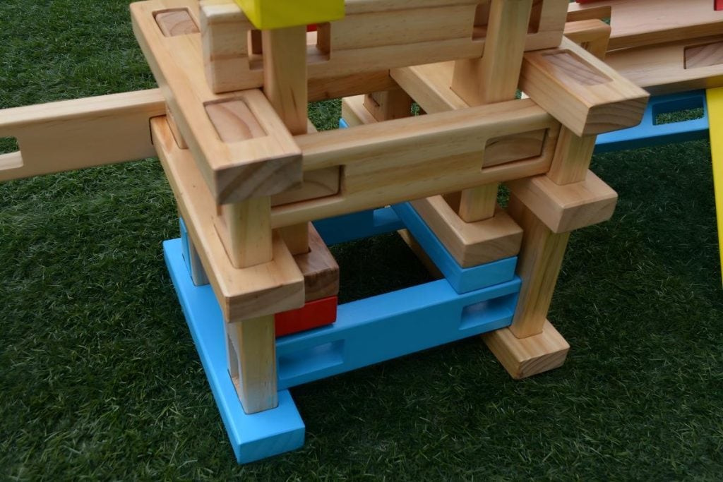 180-Piece Colorful Interlocking Wooden Construction Blocks