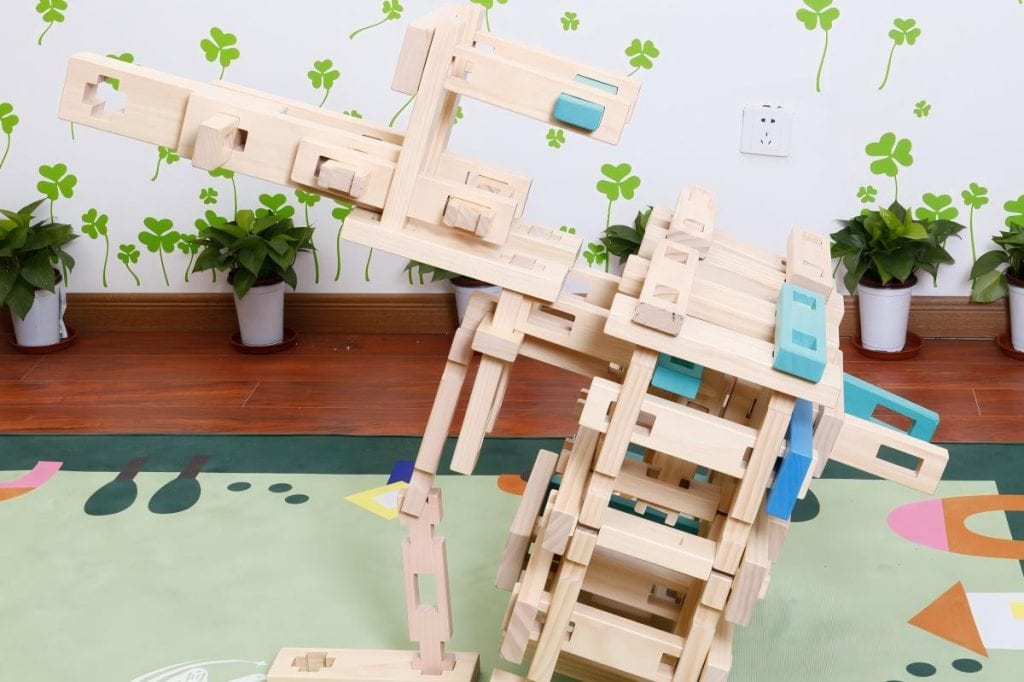 180-Piece Luban-Style Interlocking Wooden Construction Blocks
